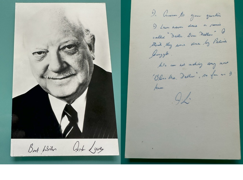 Dad's Army Dads Arthur Lowe signed photo & note