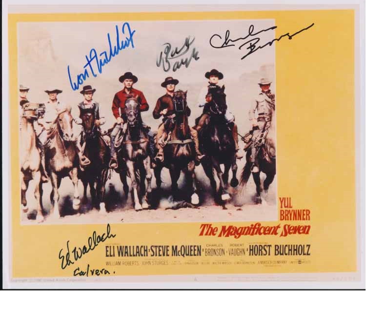 The Magnificent Seven ELI WALLACH Bronson Vaughn signed x4