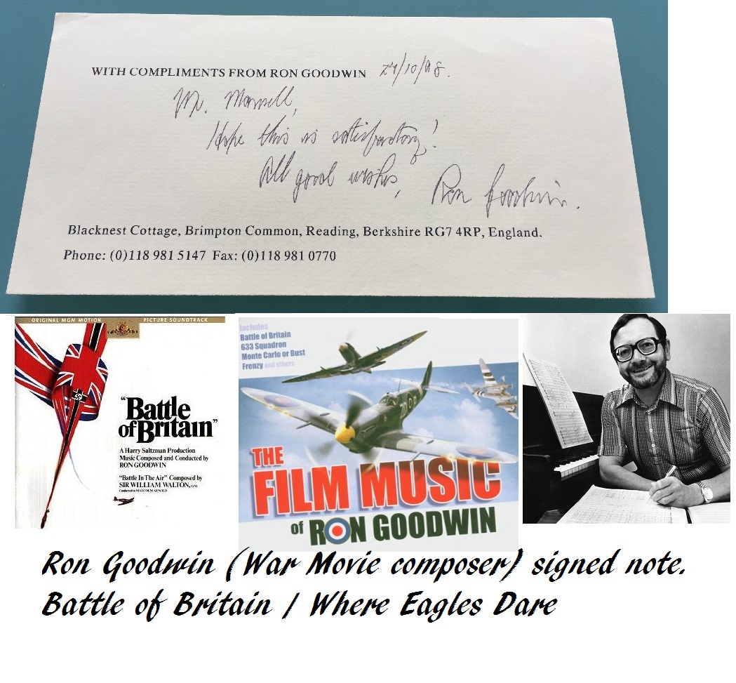 Ron Goodwin WHERE EAGLES DARE Battle Of Britain composer signed