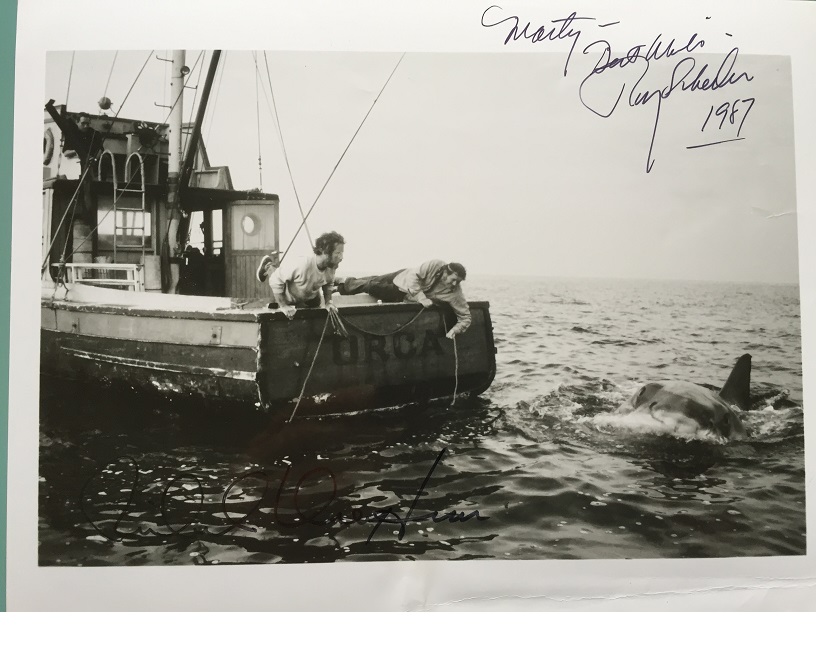 JAWS Roy Scheider & Richard Dreyfuss photo cast signed RARE