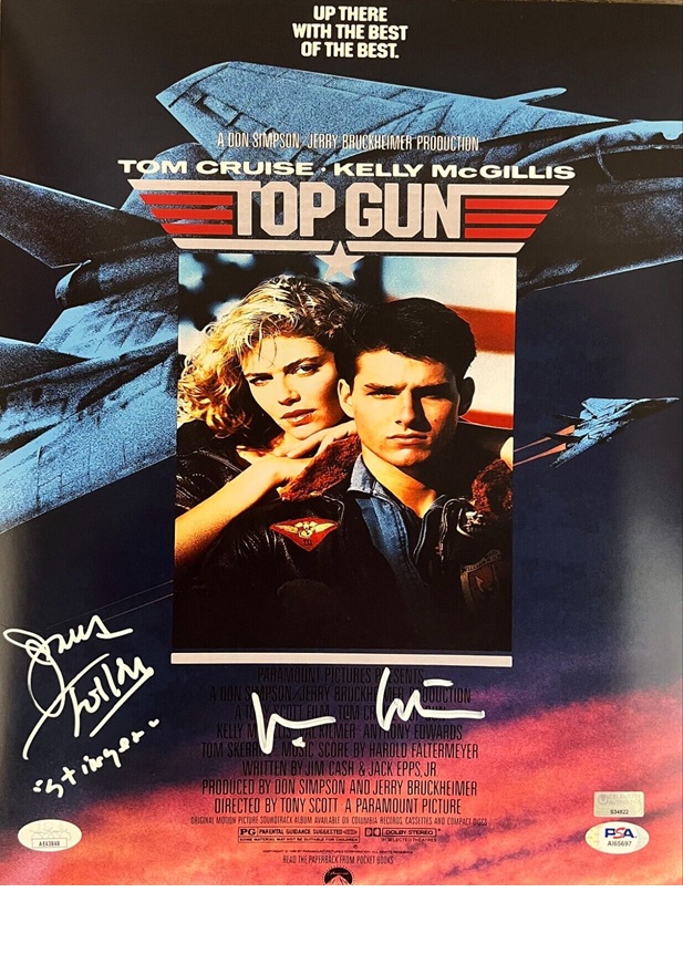 Top Gun Mini Poster signed x2 VAL KILMER Iceman James Tolkan