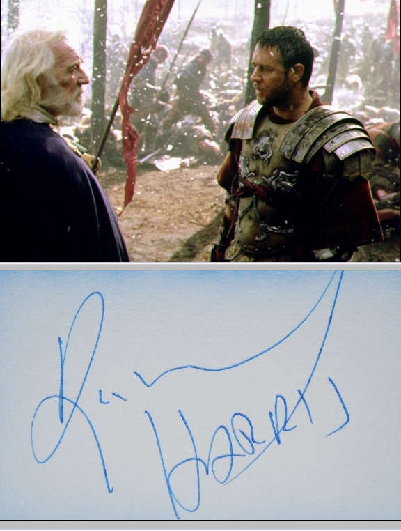 Richard Harris Cromwell GLADIATOR signed autograph page