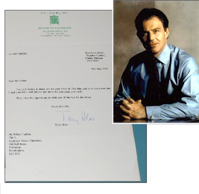 Prime Minister Tony Blair signed letter